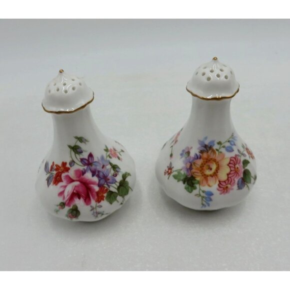 Royal CROWN DERBY Bone China Salt and Pepper Shaker With Floral Derby Posies - Picture 4 of 10